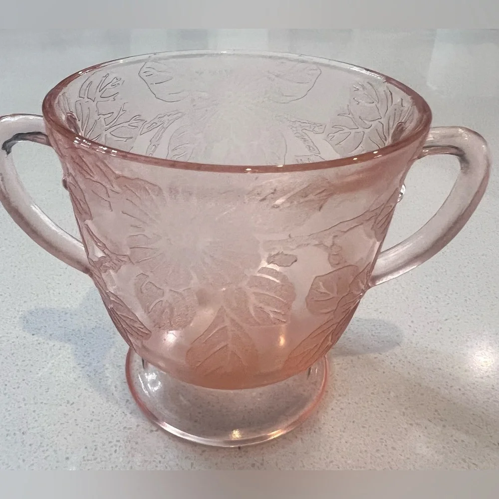 Vintage 1930s‎ MacBeth-Evans Sugar & Creamer Bowls Dogwood Pink Depression Glass